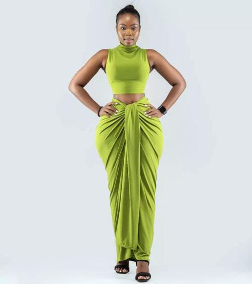 Turtle Neck & Wrap Skirt - UGX 110K